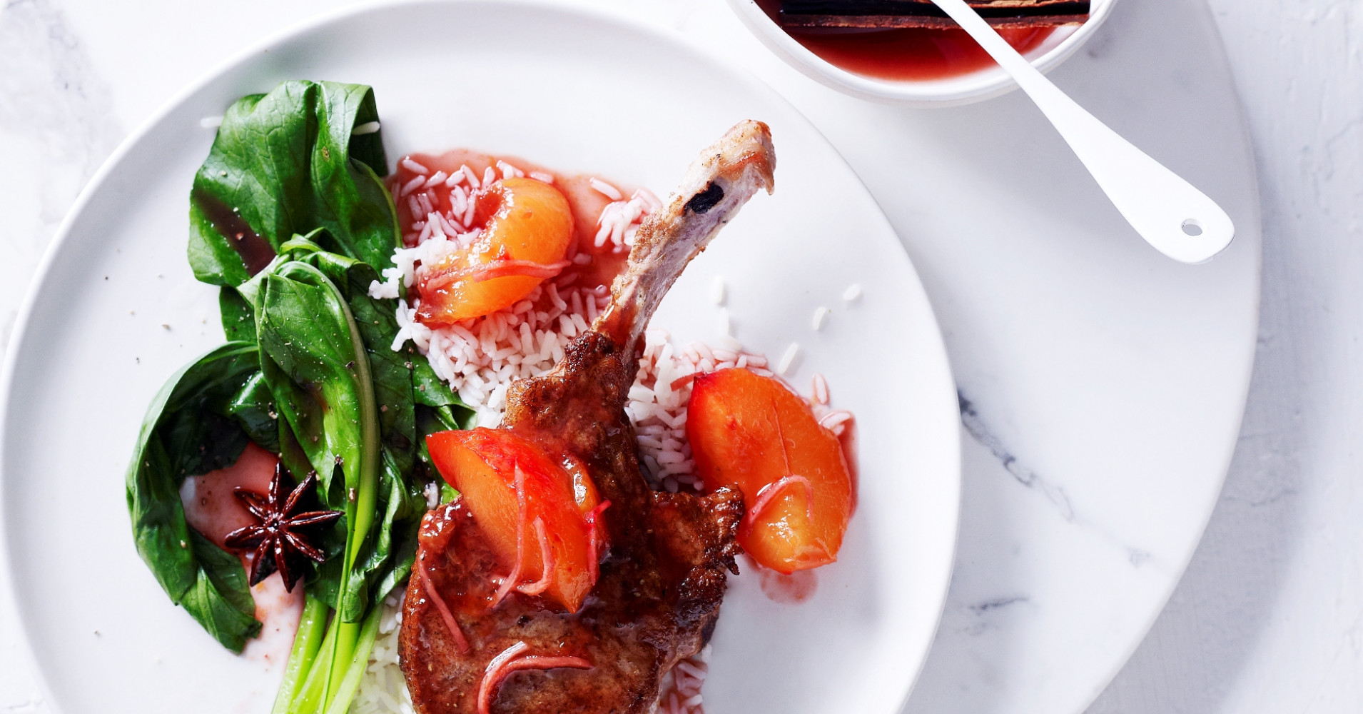 Spiced-Pork Cutlets With Blood Plum Sauce Recipe | myfoodbook